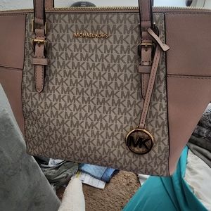 Michael Kors Tote Bag. Light pink and cream with MK